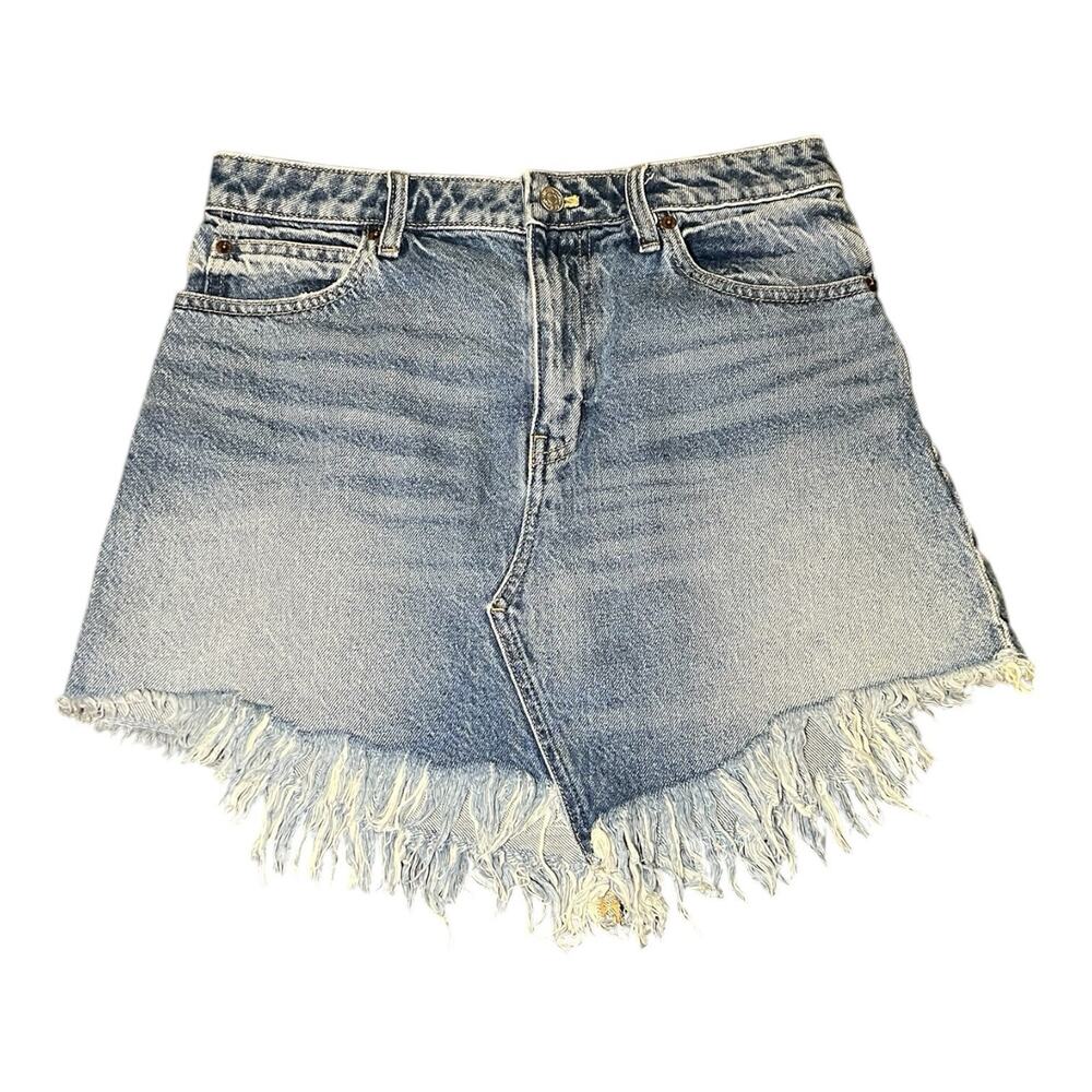 Free People We the‎ Free Bailey Skirt Womens Size 28 Denim Jeans Raw Hem Beach